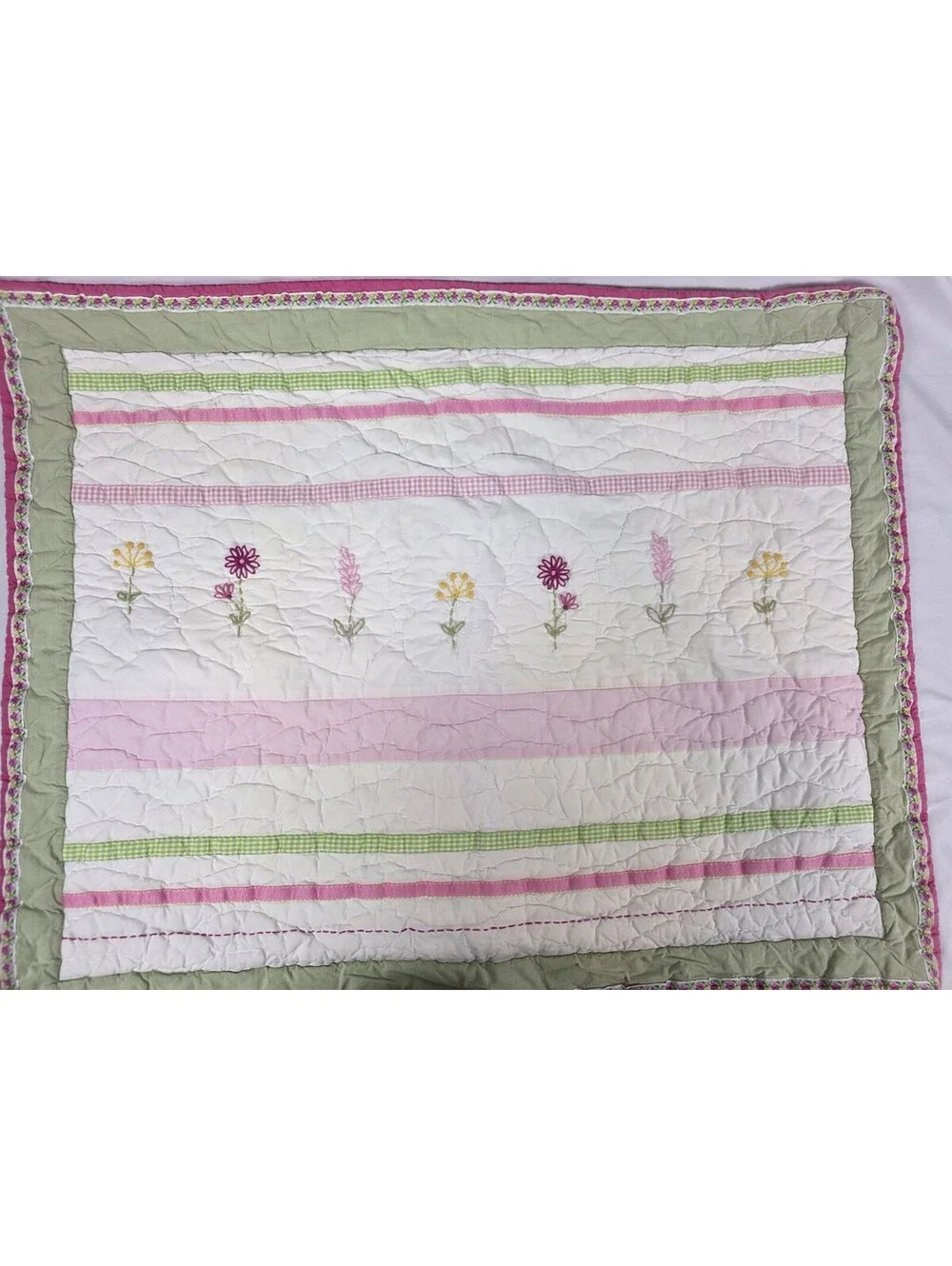 Pottery Barn Kids Flower Power Embroidered Quilted Pillow Shams Set Of 2...
